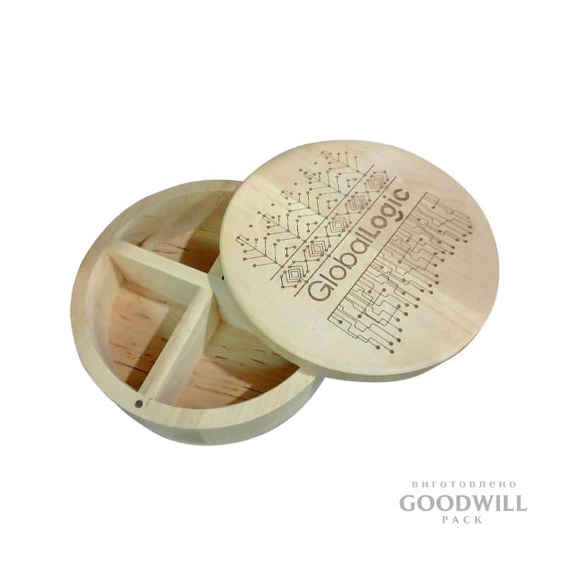 Дерев’яна коробка подарункова кругла фотографія