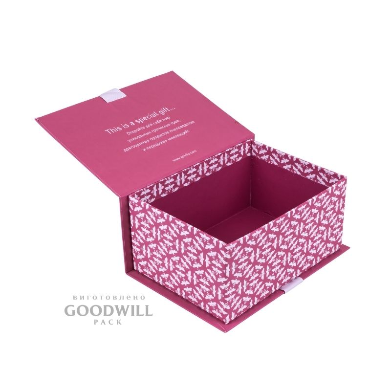 Коробка із палітурного картону з репсовою стрічкою 19*13*8 - Зображення 5