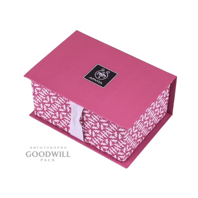 Коробка із палітурного картону з репсовою стрічкою фото