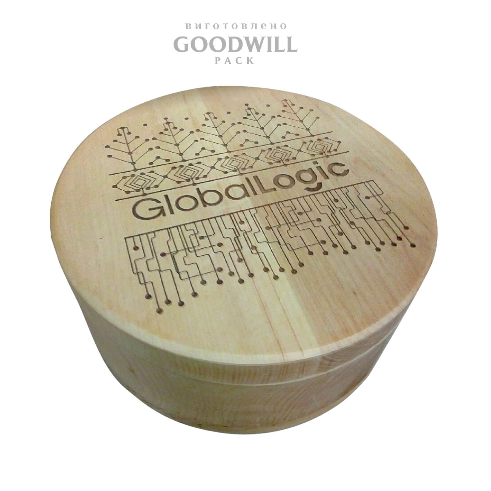 Дерев'яна коробка подарункова кругла