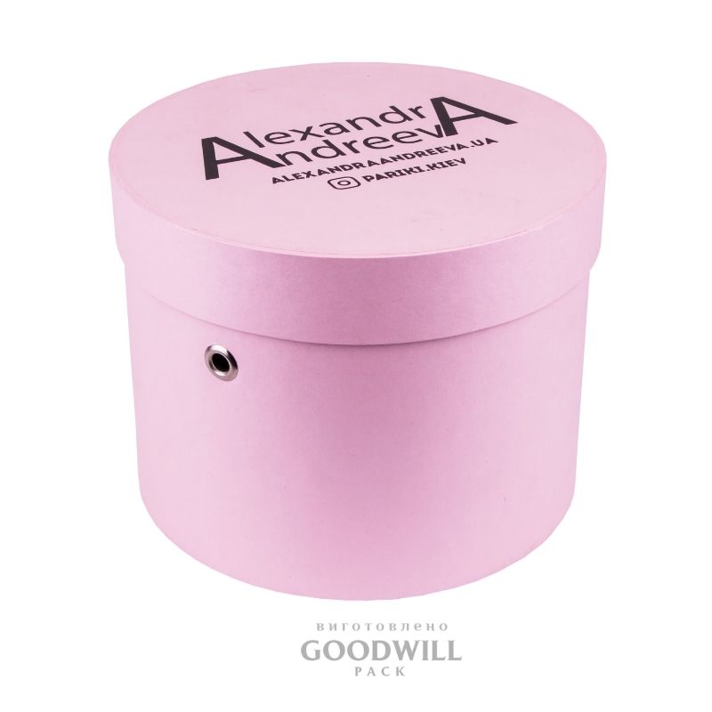 Фото коробка картонная круглая с печатью логотипа