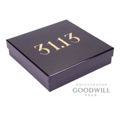 Коробка брендована з тисненням логотипу фольгою для прикрас фото