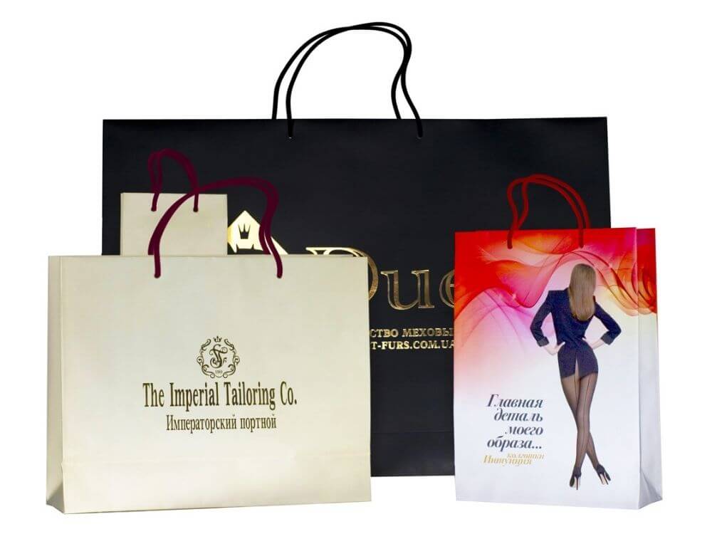 Паперові пакети з логотипом, виготовлені на замовлення фото