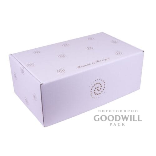 Коробка каширована біла з мікрогофрокартону фото