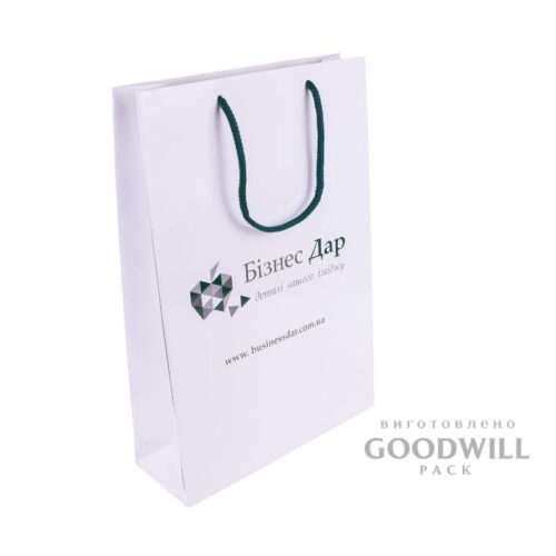 Пакет білий паперовий з логотипом 25*32*8