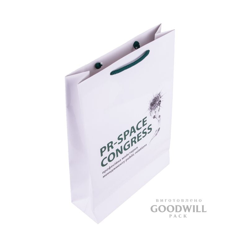 Пакет білий паперовий з логотипом 25*32*8 - Зображення 3