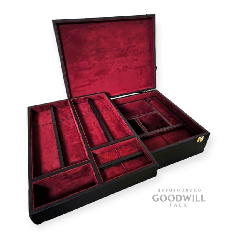 Коробка для подарунків з дерева 2-х ярусна дуб 42*32*12 - Зображення 3