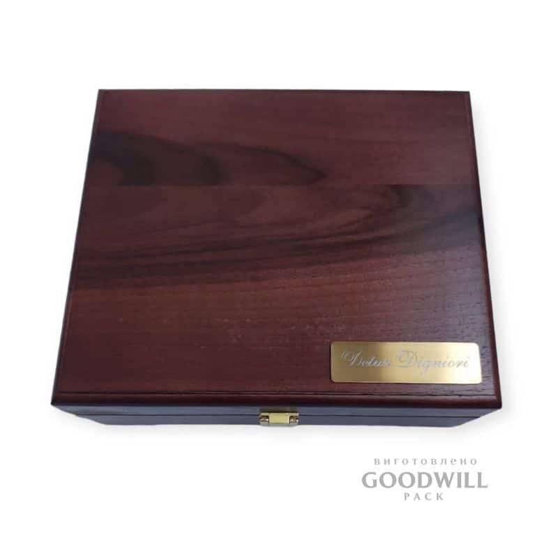 Коробка з дерева горіх натуральний для келихів 20*20*8 - Зображення 3