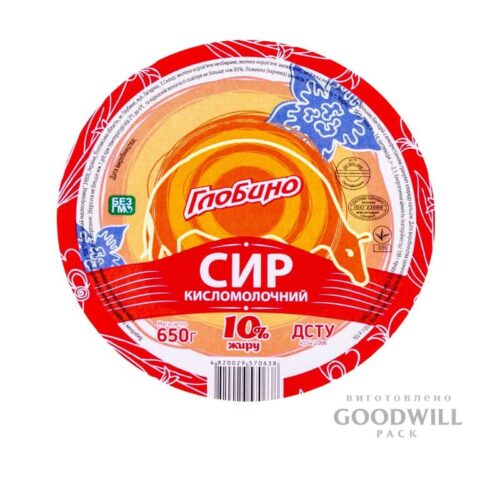 Етикетка для сиру ТМ «Глобино» Захисний лак Намотка в рулон фото